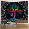 Psychedeliczne drzewo życia gobelin wiszące kawaii dekoracje pokoju estetyka wielka mandala wiedźmia bohemiana