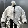 Trendy Cropped Winter Bomber Jackets Streetwear White Parkas Women Thick Cotton Chaquetas Warm Zip Up Short Quilted Outwear 240326