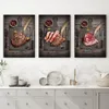 Nordisk stil tryckt biff affisch väggkonst utsökt mat duk målar modulär retro citat bild för kök heminredning