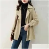 Womens Trench Coats Spring Autumn Coat Korean Loose Mid-Long Women Overcoat Casual Windbreaker Female Tops Drop Delivery Apparel Cloth Dhbdo