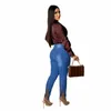 Women's Jeans Chic Irregular Stretch Women High Waist Light Blue Denim Bottoms Korean Fashion Y2k Skinny Mom XS