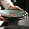 Japanse keramische hoedkom 10 inch westernstijl ramen plaat retro tabelgare home ronde noedelsoep slakom keuken servies