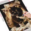 HUACAN Full Square Diamond Painting Black Cat Money 5d Diamond Broidery Animal Diamond Mosaic Art Hingestone Decor for Home