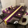 1pc Tassel Table Runner Purple Velvet Placemat Servetten Luxury Golden Diamond Decor för bröllopsfest Dinnerbordsdekoration