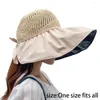 Brede rand hoeden pet zomer dames emmer hoed mode uv bescherming zachte holle gebreide zon opvouwbare sunhat grote run