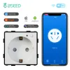 BSEED EU Standaard Smart Socket Elektrische stopcontacten zonder frame DIY -onderdelen alleen blauwe achtergrondverlichting Tuya Alexa Smart Home App Control