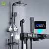 Exibição preta Torneira termoestática de torneira de chuveiro Tap da banheira com o fluxo de água da prateleira do banheiro produz eletricidade