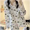 Dames slaapkleding vrouwen pyjamas cartoon printen winter en herfst kleding sets pyjama's voor tienermeisjes kawaii pijamas drop levering ap dhg2j