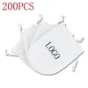 Jewelry Pouches 200PCS White Ribbon Flannel Bag Pouch For Bead Charm Earrings Necklace Jewellery Packaging Organizer Joyero Gift