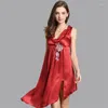 Kobietowa odzież sutna seksowne eleganckie szelki nocne Mulberry Silk Spring Summer Big Red Nightgown 2024 P38013QC