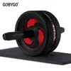 GOBYGO 2 in 1 Ab Roller&Jump Rope No Noise Abdominal Wheel Ab Roller with Mat for Exercise Fitness