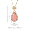 Colliers pendants Eyika Luxury Gold plaqué Simulé Collier de chalcédoine rose pour femmes pour femmes