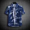 Men's Casual Shirts Summer Men Shirt Colorful Print Short Sleeves Tropical Style Hawaii Loose Single-breasted Quick Dry Vacation Beach Top