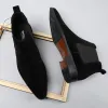 Buty zamszowe męskie buty oryginalne skórzane włoski włoski palec u stóp Burowanie czarny poślizg na męskich butach formalnych czarnych podstawowych kostek rozmiar 44