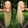 Entraînement aux cheveux blonds tête de mannequin avec stand coiffeur de maquillage pratiques mannequin têtes têtes pour coiffures coiffures coiffures