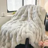 Cobertores gradiente super quente Faux Fel Velvet Fleece Blanket Plush Throe Double Camada Cashmere Coral Fluffy Quilt Cover