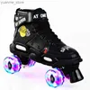 Inline Roller Skates Fancy Roller Skates Shoes For Adult Double Row Sliding Sneakers med Flash 4-Wheel Fashion High Quality Y240410