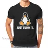 ملابس الرجال فقط sudo it tshirt مضحك للرجال Linux نظام التشغيل tux penguin style stirt tops ravelize tirt