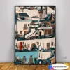 Santorini Art Print, Colorful Houses From Santorini Island Wall Art, Greece Photo Print, Mediterranean Decor Style Poster