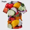 Män och kvinnor 3D Kort ärm Strawberry Spoof Fun Realistic Food Strawberry Food Tee Shirt Summer Casual T-shirt
