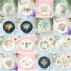 1SET DIY Cross Stitch Kit Flowers Plants Mönster Stamped Brodery Starter Kit Craft Color Cloth Threesver Tools