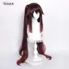 High Quality Game Impact HuTao Cosplay Wig Hu Tao 110cm Long Brown Ponytails Heat Resistant Synthetic Hair Wigs + WigCap