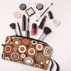 Sacs de rangement Sac de maquillage à motif rétro orangewhite et marron pour voyages Cosmetic Fashion Géométrique Toitrage