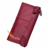 ctact's Fi Lg Purse Genuine Leather Women Wallet Female Wallets Clutch Zipper Phe Pocket Card Holder Carteras RFID J7q3#