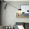 Wall Lamps Dimmable LED Lamp Living Room Decoration Bed Head Rotating Long Pole Swinging Black And White Industrial KF74VC