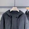 남성용 후드 2024 가을 겨울 벨벳 두꺼운 후드 스웨트 셔츠 세련된 캐주얼 재킷 느슨한 다목적 탑 미학적 후드