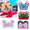 Paillettes 5 "Hair Bow oreilles de souris Band Band Waffle Tissu Turban Headwrap Girls Giltter Festival Accessoires Kids Halloween Hairband