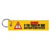 Retirer en gros avant le vol de clé Keychain Key Ring Broderie Buckles for Motorcycle Tissu Key Tag Yelloew Danger