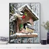 Huacan Cross Stitch Vogel Tiernadel -Sets für vollständige Stickereien Winterlandschafts -Kits Weiße Leinwand 14ct DIY Home Decor 40x50 cm