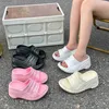 Talltor Tana Womens Shoes New Shiny Pink Eva Wedge Heel Tjock Sole One Line Anti Slip för extern slitage med förhöjd H240410