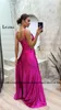 Vestidos de passarela Livanka encantador espaguete tira Celebridade Celebry V-Backless Backless Satin Slit Apliques Pleat Vestido de Noche feito sob encomenda