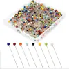 100 pcs 45 mm farbenfrohe runde Perlenkopfnadeln Stich gerade Push -Nähstifte für Dressmaking DIY -Nähstifte Werkzeuge Positionierung Positionierung