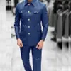 Tailormade Men Suits Solid Color Single Breasted Stand Lapel Regular Length Elegant Blazer Safari Style 2 Piece Jacket Pants 240407