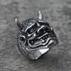 Gothic Bull Head Skull Mens Ring Punk Hip Hop Japanese Demon 14K Gold Rings For Men Fashion Jewelry Gift