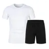 Men's Tracksuits Men Activewear Set Summer Casual Outfit O-neck Short Sleeve T-shirt With Elastic Drawstring Waist Shorts Pockets Solid