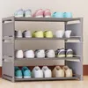 Fyra lager icke-vävda tyg Simple Shoe Rack Multi-Purpose Shoe Cabinet Books Shelf Toy Plants förvaringshylla Organiser Möbler