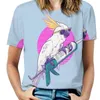 Caulkatoo Femmes zipper sexy imprimé vintage t-shirts tops t-shirt imprimé complet lol pun cockatoo pistolet de calfeutrage de calfeutrage tropical