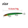 1PCS Łowicie Minnow 135 cm 14G Fałszywe przynęty Długa woda pływająca 10 kolorów pływanie przynęty morze dotknij szczupak 240401