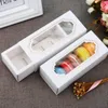 10 pezzi Macarons Box Pvc Finestra Bronzing Bronzing Kraft Packaging Packaging Box Kid Birthday Cake Boxes per gli ospiti Candy