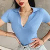 Femme Pull Pullover à manches courtes Top Deep V Neck Neck Casual Fashion Fashion Womens Sexy Trinted Pull Femme Pilor Tops 240410