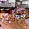 Crystal Ball Base Crown Shape Holder Crystals Stand Metal Display Stand Glass Sphere Base Rhinestone Support Desktop For Decor