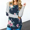 Pregnant Women Maternity Long Sleeve Floral Striped Nursing Top T-shirt For Breastfeeding Pregnancy Shirt Tops Maternity Clothes