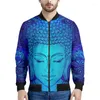 Herrenjacken Buddha Statue Mandala Print Bomber Jacke 3D Langarm Sweatshirt Cool Street Übergroße Reißverschlussmantel