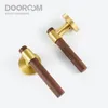 Deurom messing walnoot deurslot set moderne interieur slaapkamer badkamer dubbele houten deur hendel set dummy handle knop