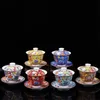 200ml Chinese Traditions Gai Wan Enamel Color Kungfu Tea Set Large Tea Bowl White Porcelain Tea Cup and Saucer Set Travel Teapot