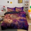 Psychedelic Boho Luxury Bedding Set 3st med Pillowcase King Däcke Cover Queen 2/3st Polyester Comforter Cover Home Textile
